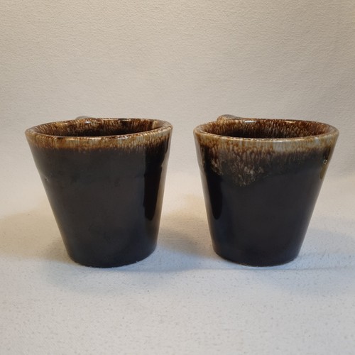 2 Vintage Hull Oven Proof Brown Drip Glaze 10 OZ Coffee Mugs Tea Cups 3.5" USA - Picture 6 of 13