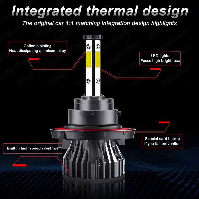 For Mitsubishi Raider 2006-2009 4X LED Headlight High/Low Fog Light Bulbs Combo - Изображение 2 из 4