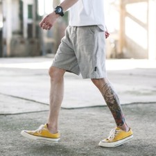 Men Linen Cotton Shorts Harem Trousers Cropped Pants Knee Length Casual