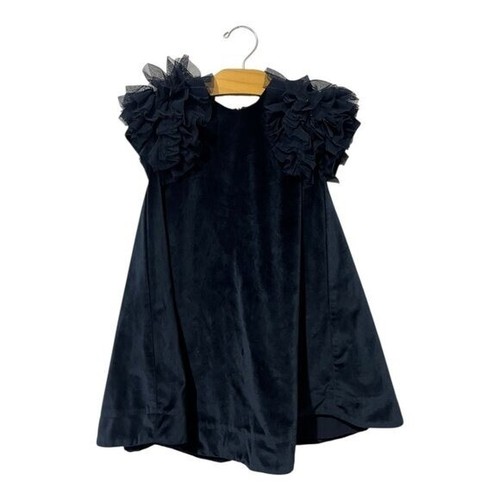 Mayoral Girls Blue Velvet Dress Size 7 Tulle Party Occasion Event Holiday - Picture 2 of 6