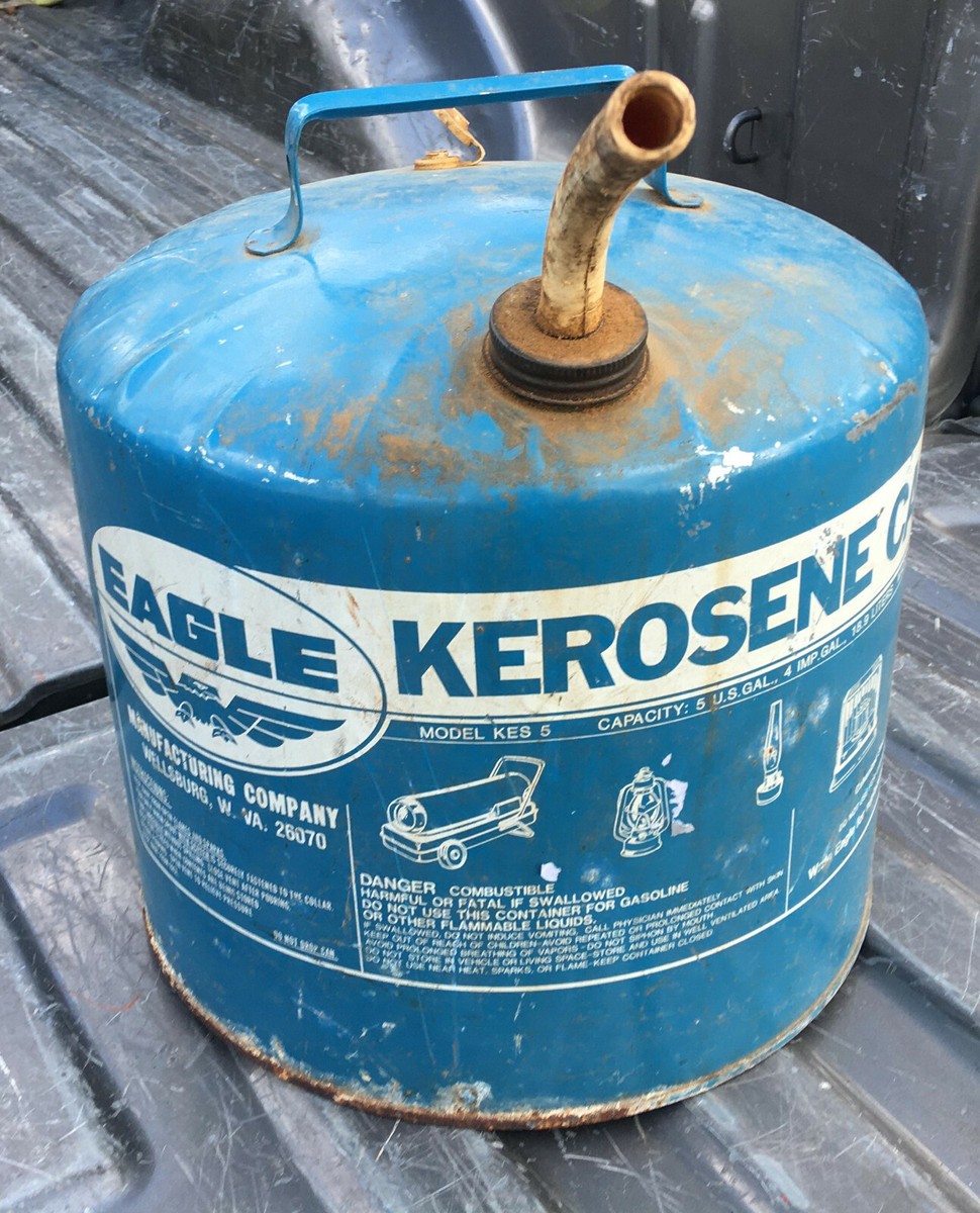 Eagle 5 Gallon Galvanized Kerosene Fuel Can vintage metal gas blue