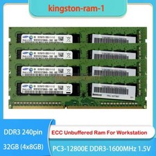 Samsung DDR3-1600 32G 4x8GB PC3-12800E Workstation ECC Unbuffered UDIMM 1.5V Ram