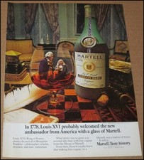 1977 Martell Cognac Print Ad Advertisement Benjamin Franklin Louis XVI KOOL