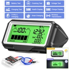 Car Battery Monitor Bluetooth 12V Battery Tester 433MHZ Temperature Test  Alarm