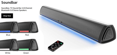 Audible Fidelity Bluetooth Gaming Soundbar 20W RGB Remote New in Box