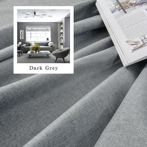  Curtains 96 Inch Length - Back Tab Pocket 84"W x 96"L (Pack of 2) Dark Grey