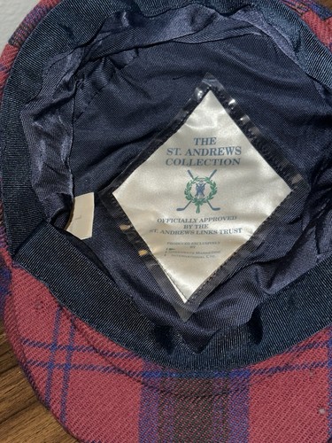 Vintage Kangol Marlborough St Andrews Old Course karierte Wollmütze Cabbie Herren L. - Bild 7 von 14