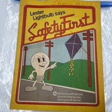 RARE Vtg Lester Lightbulb Safety First COLORI...