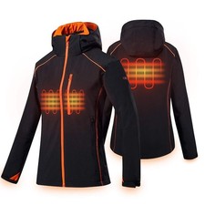 CONQUECO Womens Heated Jacket Black Size S 10000mAh Waterproof Windproof
