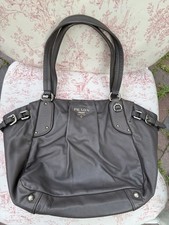 Prada Grey Pleated Leather Tote