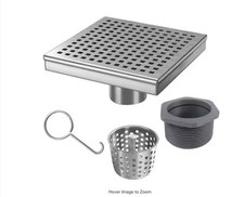 Reln 6" x 6" Stainless Steel Square Shower Drain with Square Pattern Drain Cover