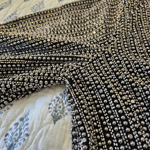 RETROFETE Gabrielle Robe Dress Gunmetal Studded Size XS Gunmetal Hand Beaded - Picture 17 of 19
