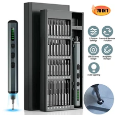 70 in 1 Mini Electric Screwdriver Kit Rechargeable 5 Torque 64 Bits LED