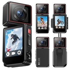 Telecamera Sportiva Giroscopio Stabilizzazione 2" Touch Screen 180° Girevole 135° Grandangolo