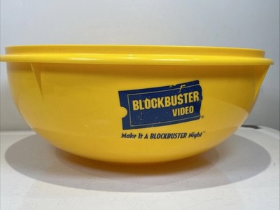 Vintage 90s Blockbuster Tupperware 274 Popcorn Bowl Yellow 12 Inch USA No Lid