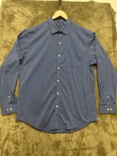 Van Heusen Dress Shirt Men's L 16-16.5 Blue Cotton Long Sleeve Career Formal
