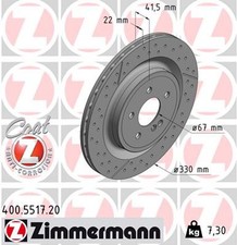 2x ZIMMERMANN Bremsscheibe COAT Z 400.5517.20 f&uuml;r MERCEDES SLC GLA KLASSE CLA