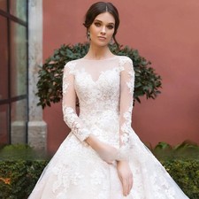 Wedding Dresses For Women Sexy Delicate Embroidery Cathedral Train Wedding Gown