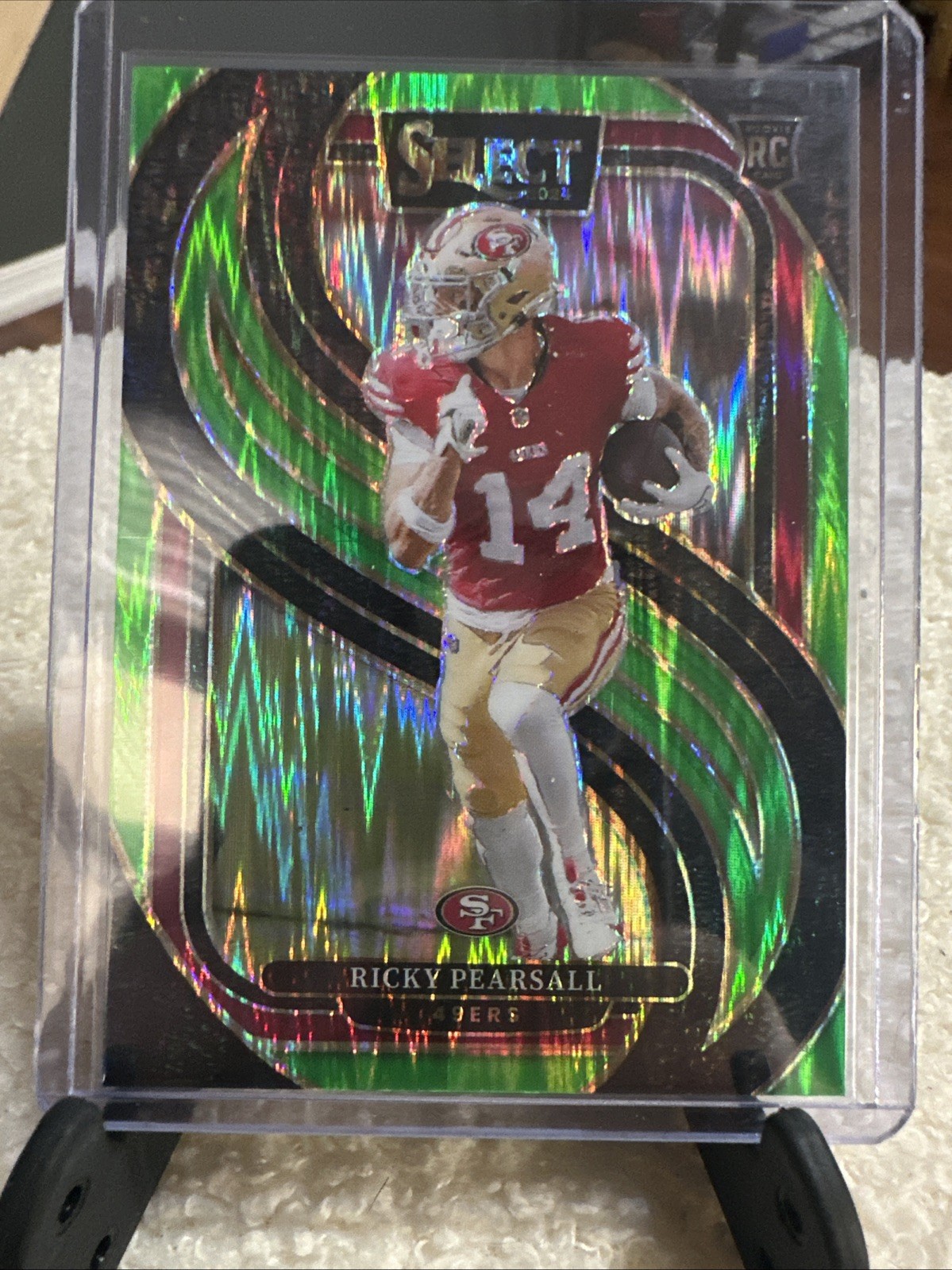 2024 Panini Select Premier Level Ricky Pearsall #173 Neon Green Shock Prizm /499