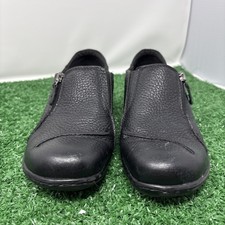 Clarks Loafers Women's Size 7 M Black Leather Zip us Casual Comfort Shoes 80628