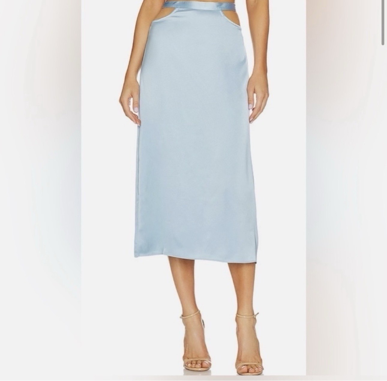 WeWoreWhat Blue Cut Out Midi Slip Skirt