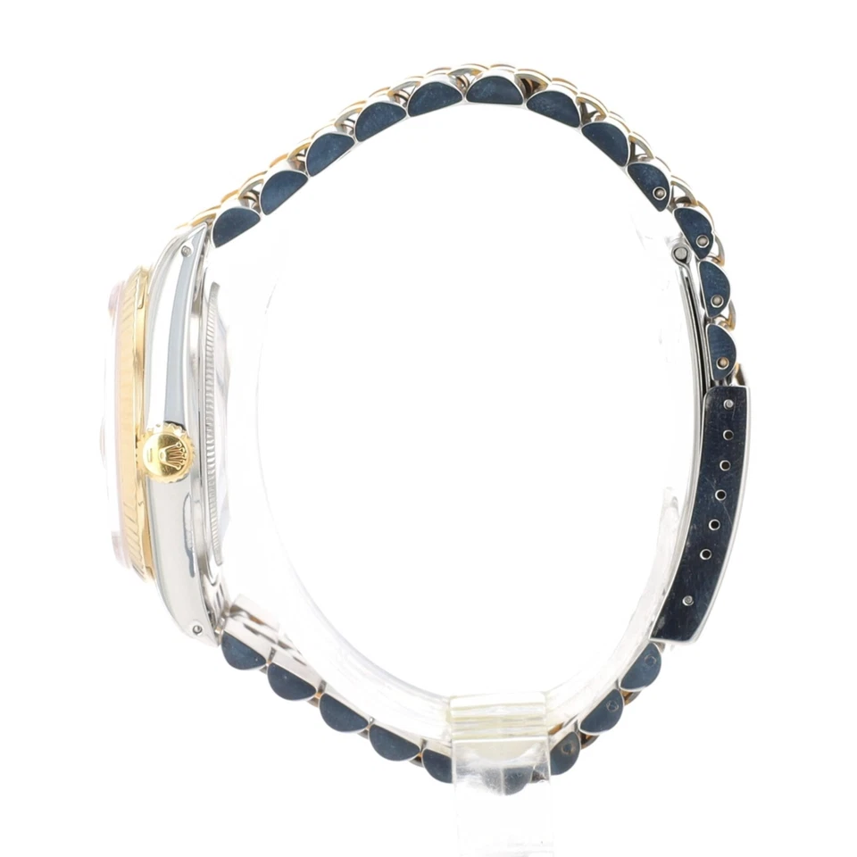 Двухцветные юбилейные часы Rolex Datejust 16013 с льняным циферблатом цвета шампанского 18 кГ рифленые - Изображение 4 из 4