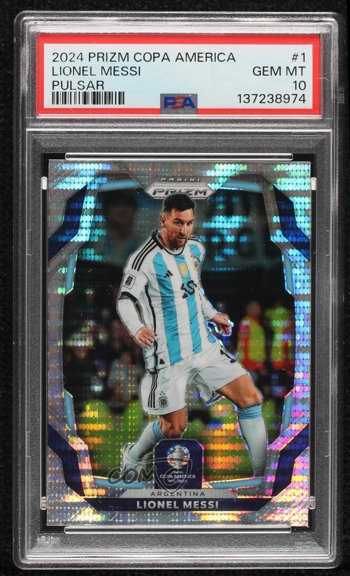 2024 Panini Prizm CONMEBOL Copa America Pulsar Lionel Messi PSA 10 GEM MT 01ck