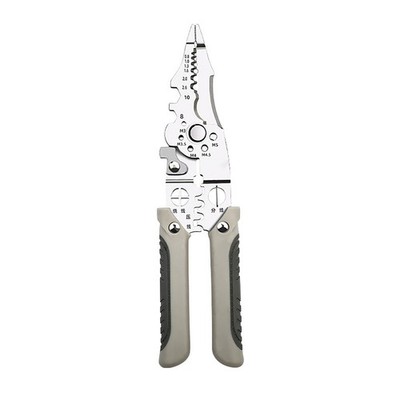 Silver Multifunctional Wire Stripper Crimper Cable Cutter Pliers Tool