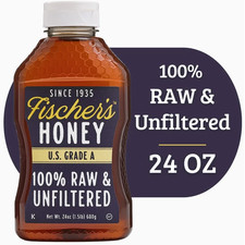Fischers Honey, 24oz Raw and Unfiltered, Premium, Pure, Squeeze Bottle