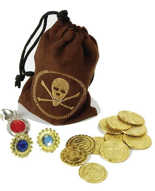 Pirate Drawstring Bag with Coins and Jewellery