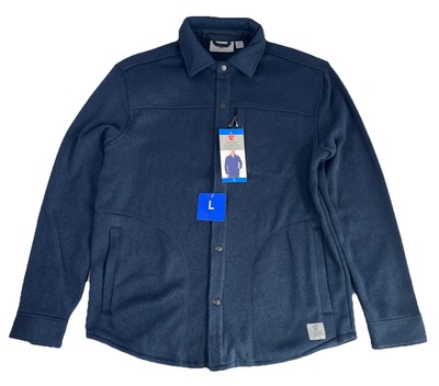 Rugged Elements Sweater Fleece Over Shirt, Snap Up Jacket, Blue, Men Large, NEW