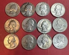 Lot of 12 Washington Quarters – 90% Silver – Mixed Years Better Quality Lot #133