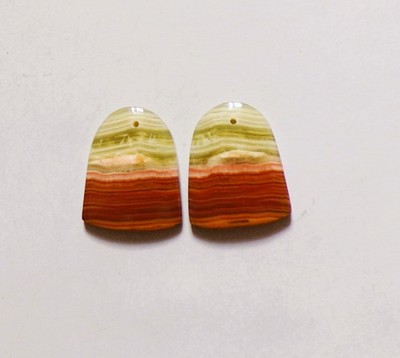 36.80 Cts Natural Banded Calcite Drilled Cabochon Match Pair Gemstone 24X20MMD72