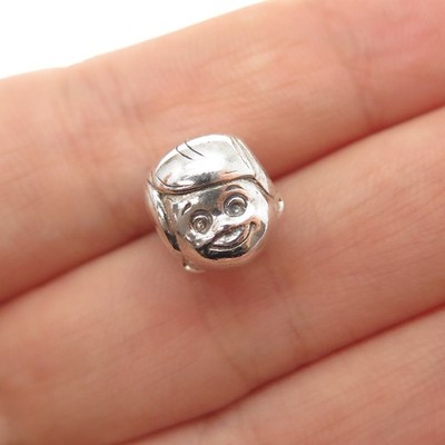 Reflexionsperlen 925 Sterling Silber kleiner Junge Kopf Slide Bead Charm