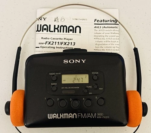 Sony Walkman WM-FX211 Radio Cassette Player- New Belt - Works - No “REWIND”