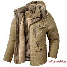 Men's Warm Winter Parka Fleece Coat Thick Padded Hooded Outdoor Casual Jacket