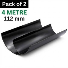 FloPlast 112mm Black Half Round Gutter - 4m Pack of 2 PVC Roof Guttering