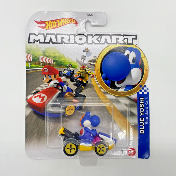 Hot Wheels Mario Kart Blue Yoshi Standard Kart Die Cast Fahrzeug Rennwagen Matte-image