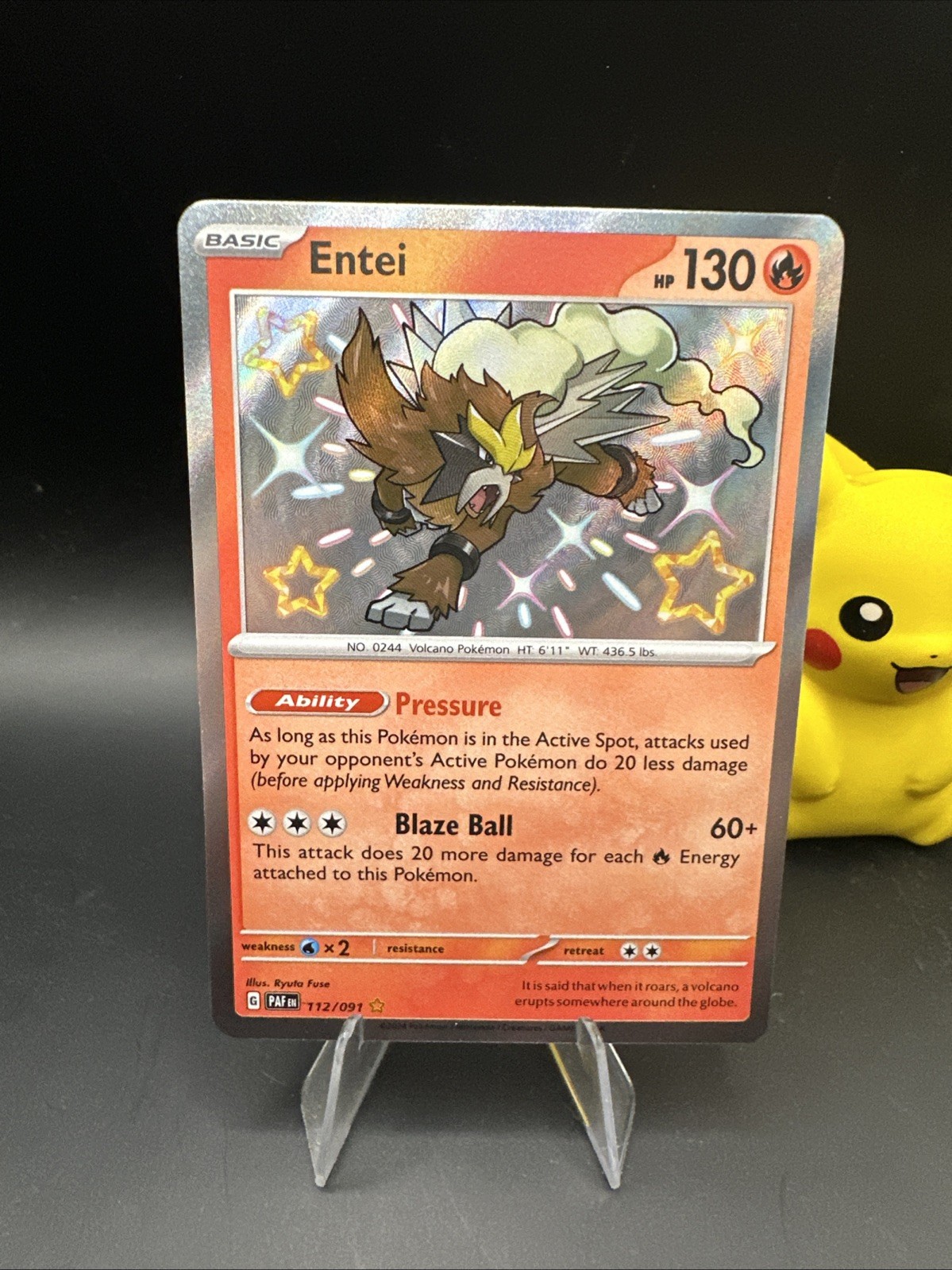 Entei 112/091 Shiny Rare Paldean Fates Pokemon Holo Near Mint