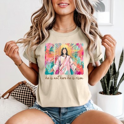 He Is Not Here He Damen T-Shirt Ostern Christ Geschenk für Sie