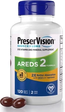 AREDS 2 Eye Vitamin & Mineral Supplement with Ocusorb, 120 Vegan Soft Gels, Cont