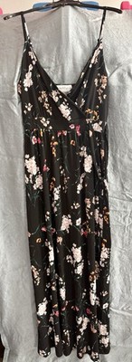 Kaileigh Adara Faux Wrap Maxi Dress Black Size Small Floral V-Neck New With  Tags | eBay