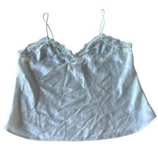 Vintage La Mouette Women's M Lace Trim Camisole Tank Cream White Satin Coquette