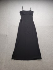 Betsy  Adam Women Maxi Dress 6 Black Beaded Spaghetti Strap Formal Prom Gown
