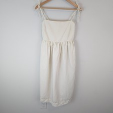 Uniqlo Women's Linen Blend Camisole Dress Ivory Midi Adjustable Straps Size XS
