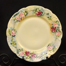 Limoges Haviland & Co 8.5" Plate HandPainted Pink Roses Gold Marseille 1894-1931