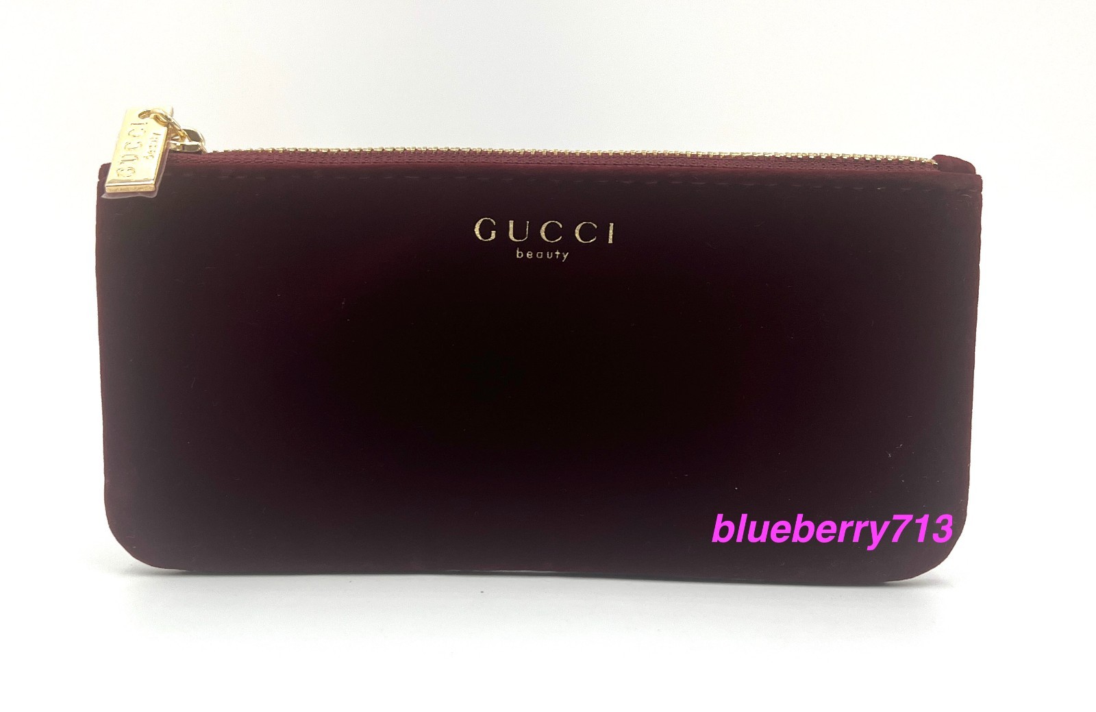 New! Gucci Beauty  Makeup Bag Pouch Clutch  with zipper ~ Burgundy thumbnail 2