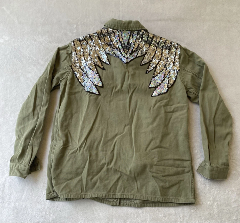 Topshop 女式军用夹克 - 天使翅膀 - 珠片军队实用口袋 US 10 — 第 2/4 张图片