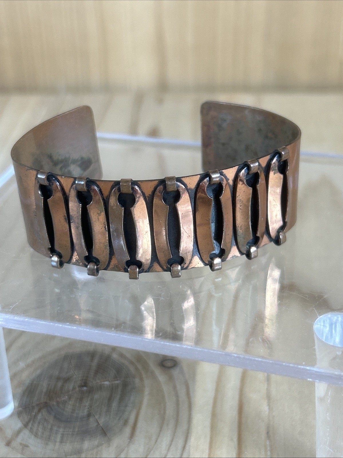 Solid Copper Cuff Bracelet Vintage Keyhole Design… - image 7