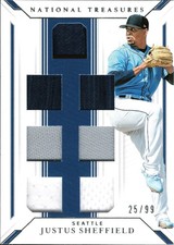 2019 Panini National Treasures GG Material Sevens #GGMS-JU Justus Sheffield #/99